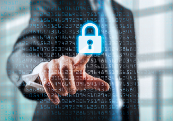 A person using pointer finger to press an illuminated lock