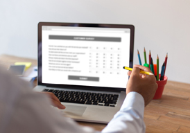 A vendor looking over a purchase order 