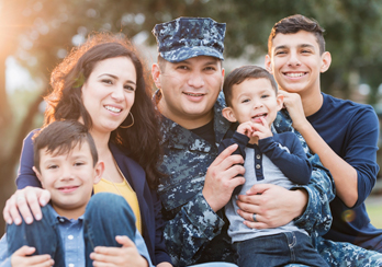 Military family posing for a family portrait