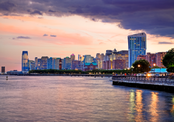 The Newark skyline at night
