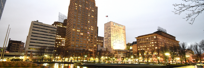 A view of Broad Street from outside the PSEG headquarters