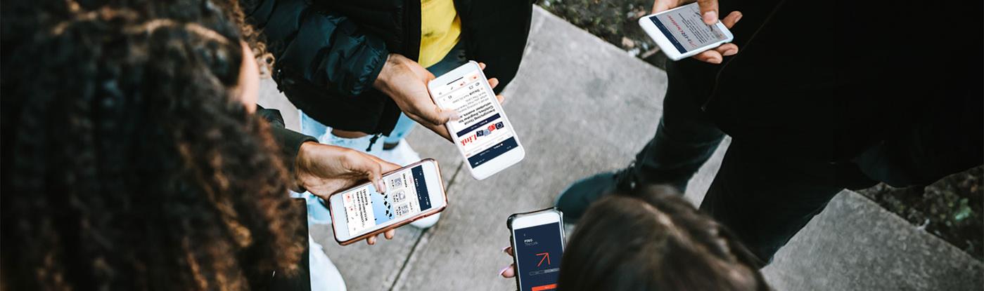 Pictured are PSEG employees accessing The Link to view company-wide communications.