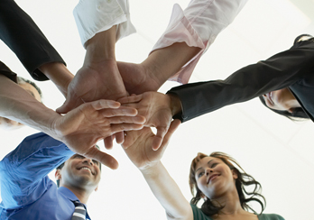 Hands joining together as a group