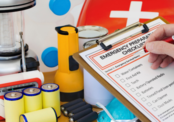 Medical supplies and a checklist