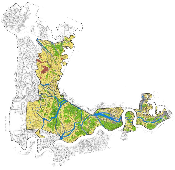 1996 vegetation map showing Phragmites dominating the Alloway Creek Watershed Wetland Restoration Site before restoration.