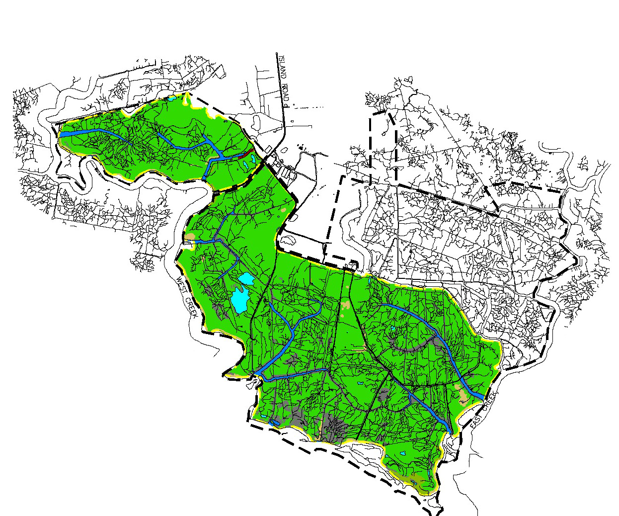 2004 vegetation map showing Spartina marsh vegetation dominating the restored Dennis Township Salt Hay Farm Wetland Restoration Site.