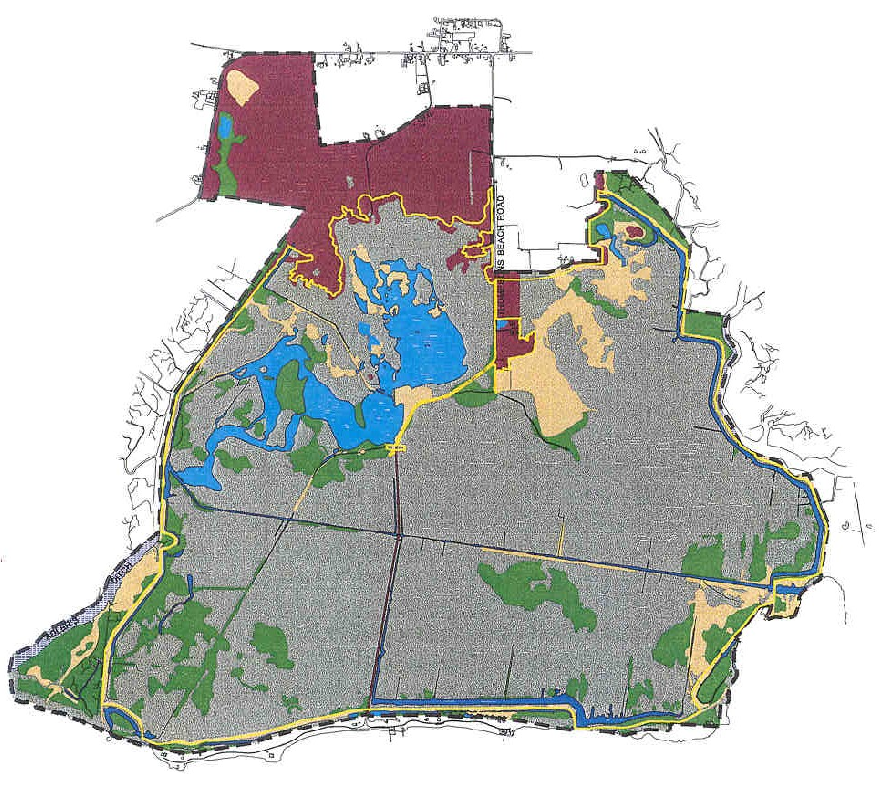 1996 vegetation map showing largely unvegetated marsh plain with limited Spartina and Phragmites at the Maurice River Township restoration site.