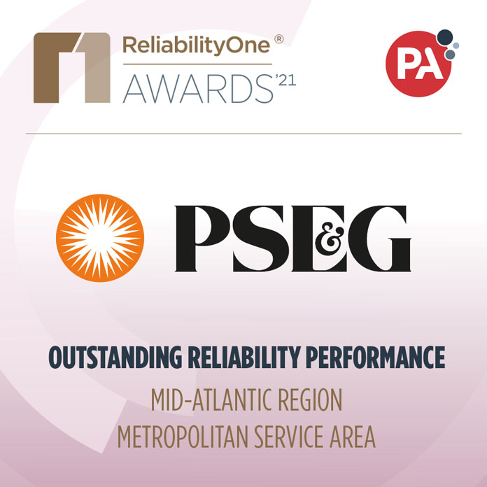 PSE&G was named recipient of the 2021 ReliabilityOne® Award 20 years in a row.