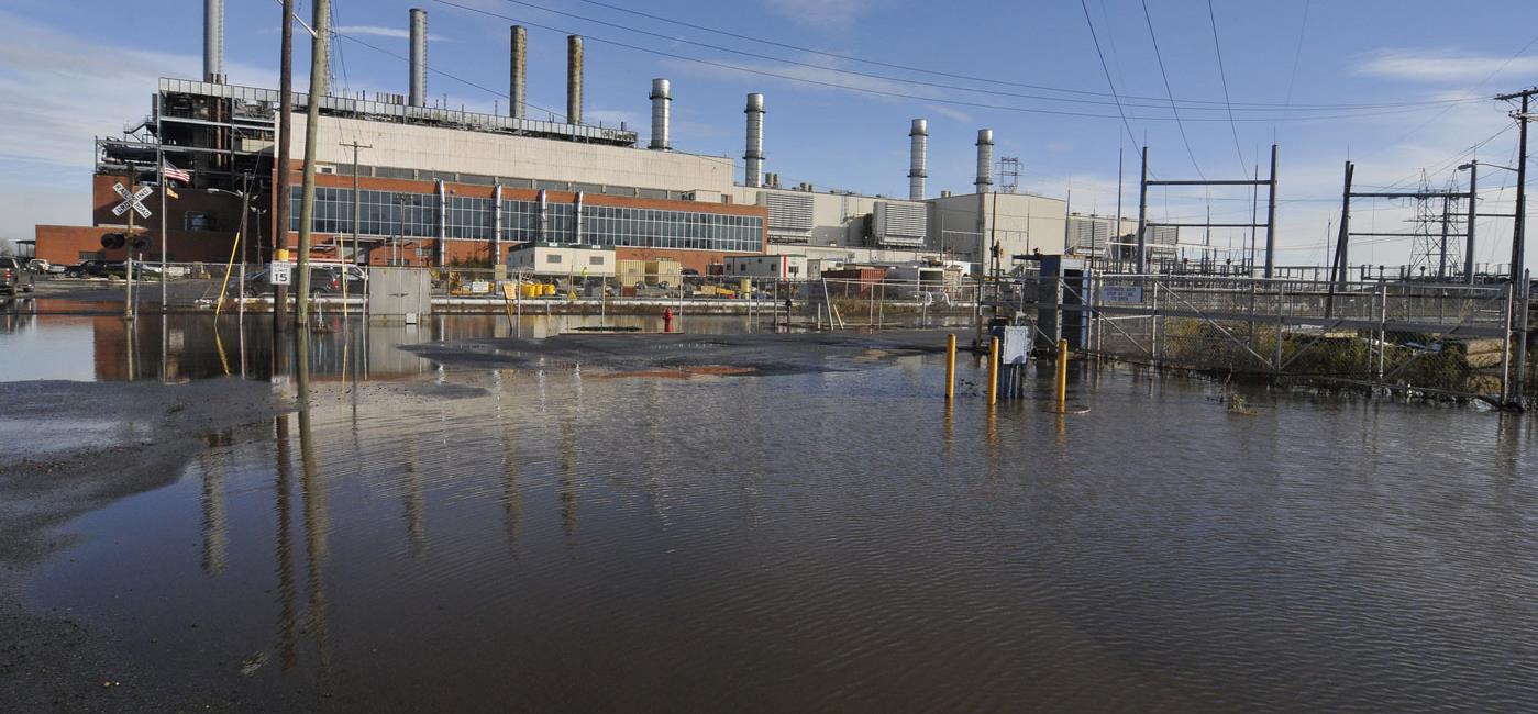 A flooded PSE&G sub-station is shown after Superstorm Sandy.