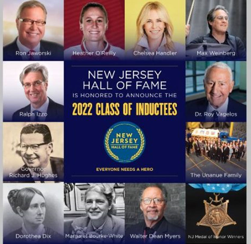 NJ Hall of Fame Class of 2022 inductees are shown.