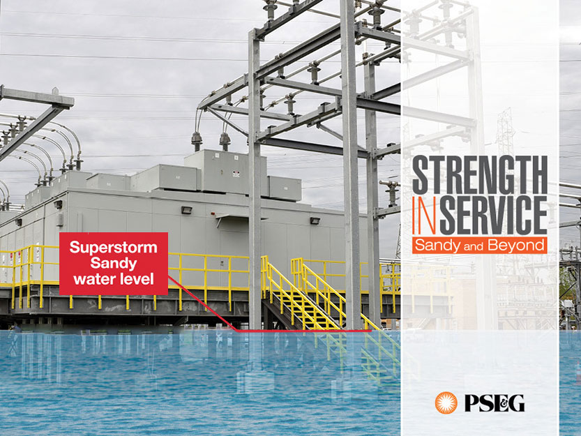 A raised PSE&G sub-station is shown after NJ Energy Strong Program's improvements, post Superstorm Sandy.