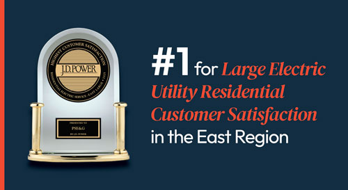 PSE&G Ranks #1 in J.D. Power 2025 Customer Satisfaction Study - December 17, 2025: We’re honored to share that we’ve been recognized as the highest ranked Large Electric Utility for Residential Customer Satisfaction in the East Region for the fourth year in a row, according to J.D. Power.