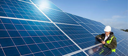 Solar farm panels are shown.