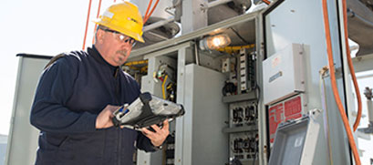 PSE&G electric substation technician is shown.